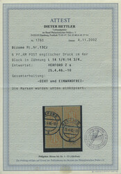 6 Pf. AM-Post 1945, englischer Druck, gezähnt "C = 14 1/4 : 14 3/4", ...